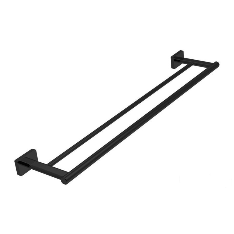 GRETA wieszak na ręcznik podwójny 600mm, czarny mat Greta Black Ferro (AGR10BL)