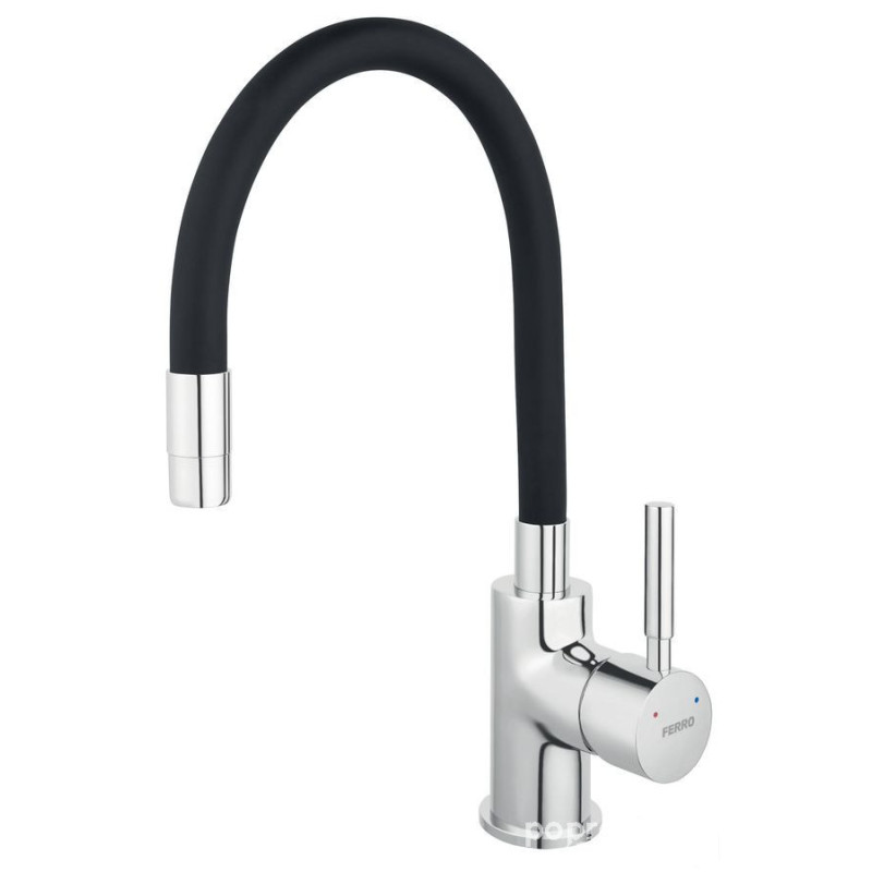 LB bateria zlewozmywakowa z elastyczną czarną wylewką, chrom Zumba Ferro (BZA4B-LB)