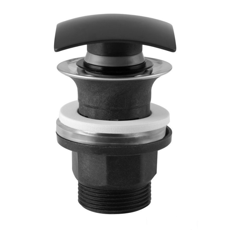 Zawór spustowy z przelewem, click-clack, 5/4",PP, korek mosiężny kwadratowy, czarny Ferro (S290BL-B)