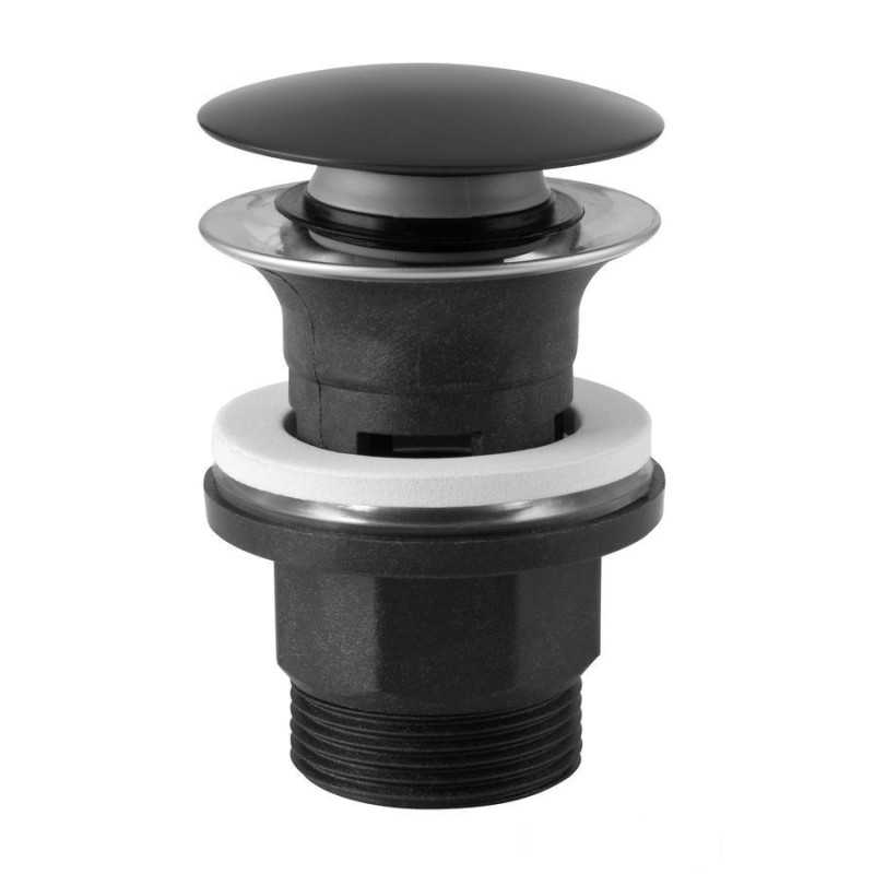 Zawór spustowy z przelewem, click-clack, 5/4",PP, korek mosiężny okrągły, czarny Ferro (S289BL-B)