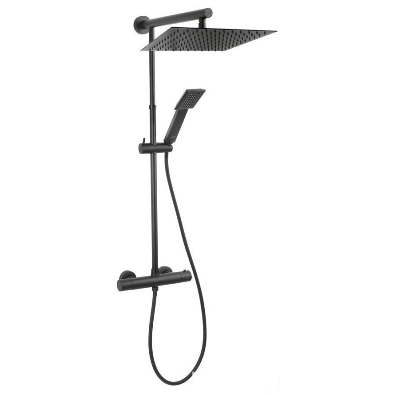 Zestaw natryskowy z baterią termostatyczną TRV7U-BL,czarny Trevi Square Black Ferro (NP75SQ-TRV7U-bl)