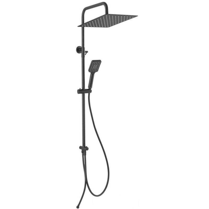 Zestaw natryskowy z deszczownią, czarny Wizard Square Pro Ferro (NP48-BL)