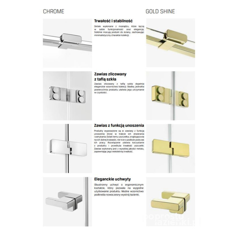 Kabina prostokątna 90x70 Eventa Gold Shine New Trendy (EXK-4695)
