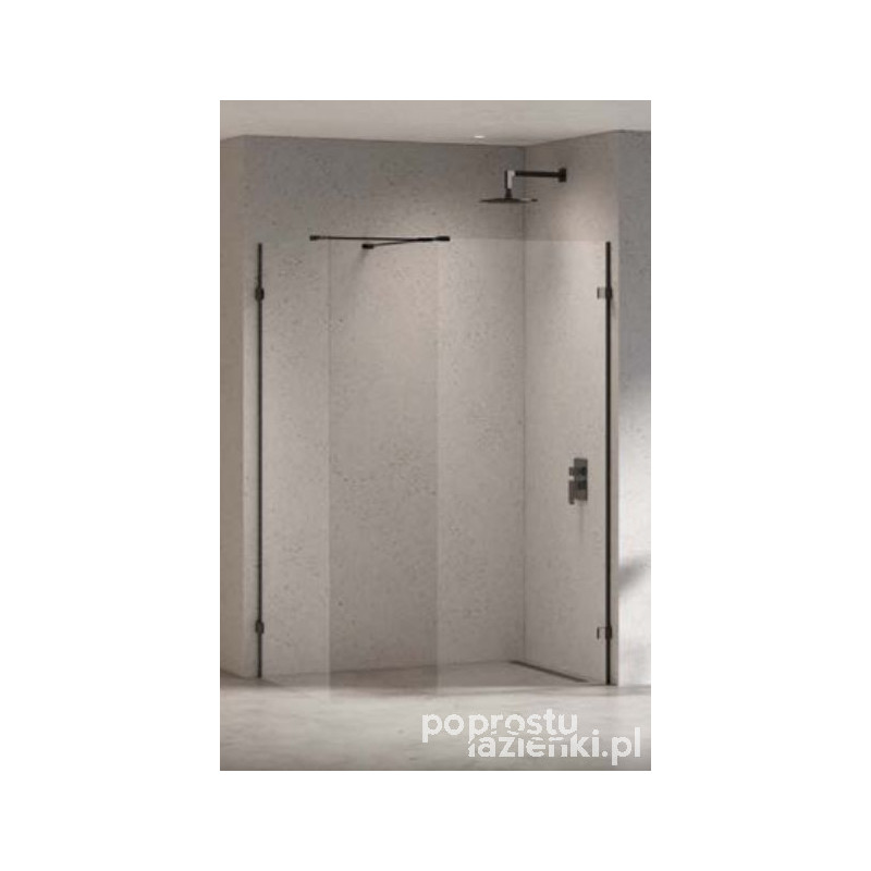 Kabina walk-in 130x100x200 Eventa Black Chrom New Trendy (EXK-6348)