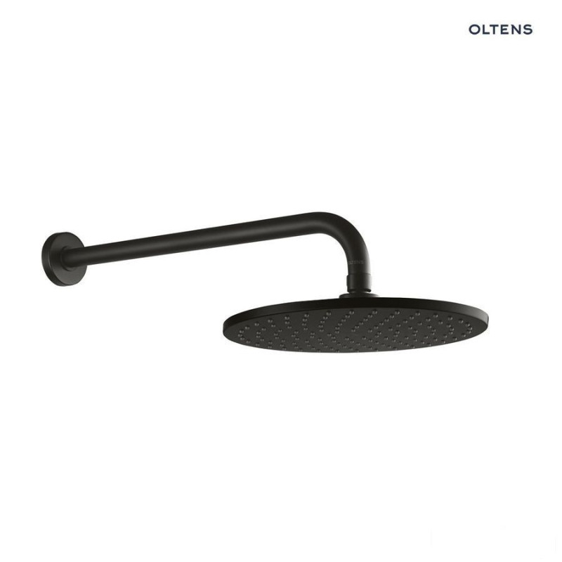 Lagan deszczownica 22 cm okrągła z ramieniem ściennym czarny mat Atran Oltens (36018300)