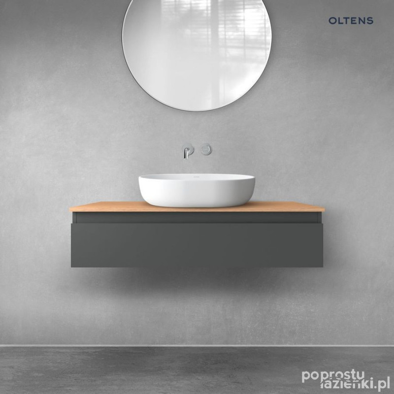 Szafka 100 cm podumywalkowa wisząca z blatem grafit mat/dąb Vernal Oltens (68109400)