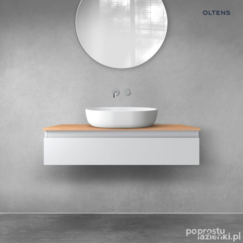 Szafka 100 cm podumywalkowa wisząca z blatem szary mat/dąb Vernal Oltens (68109700)