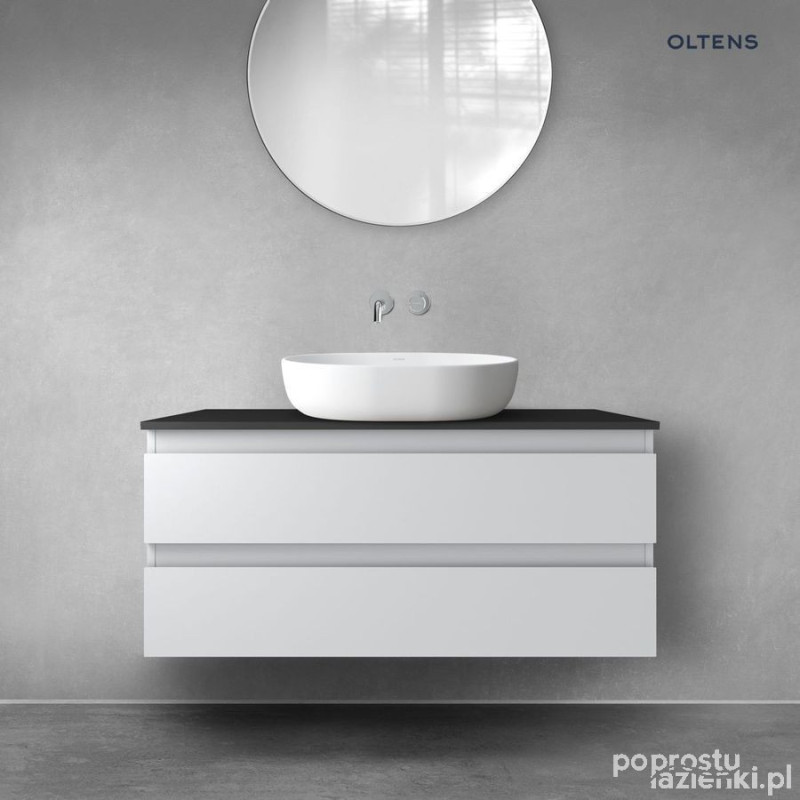 Szafka 100 cm podumywalkowa wisząca z blatem szary mat/czarny mat Vernal Oltens (68120700)