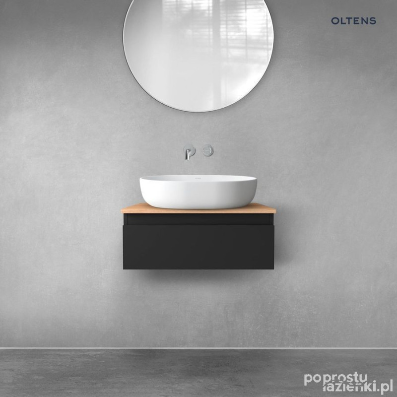 Szafka 60 cm podumywalkowa wisząca z blatem czarny mat/dąb Vernal Oltens (68107300)