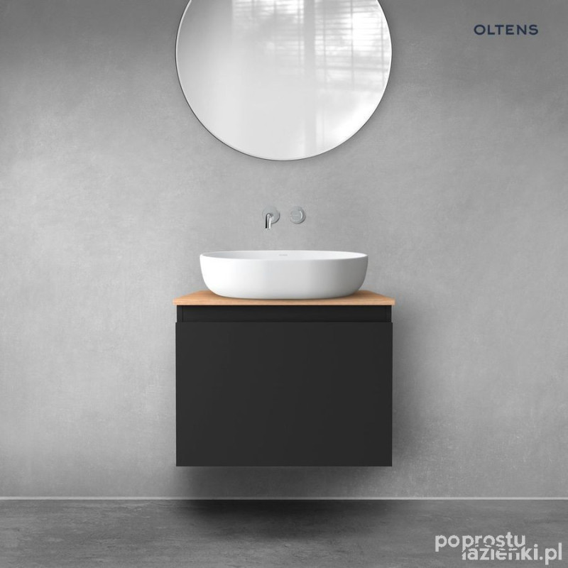 Szafka 60 cm podumywalkowa wisząca z blatem czarny mat/dąb Vernal Oltens (68111300)