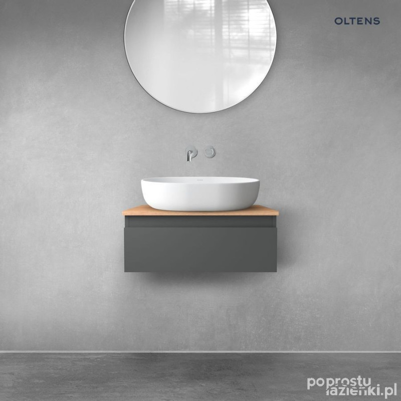 Szafka 60 cm podumywalkowa wisząca z blatem grafit mat/dąb Vernal Oltens (68107400)