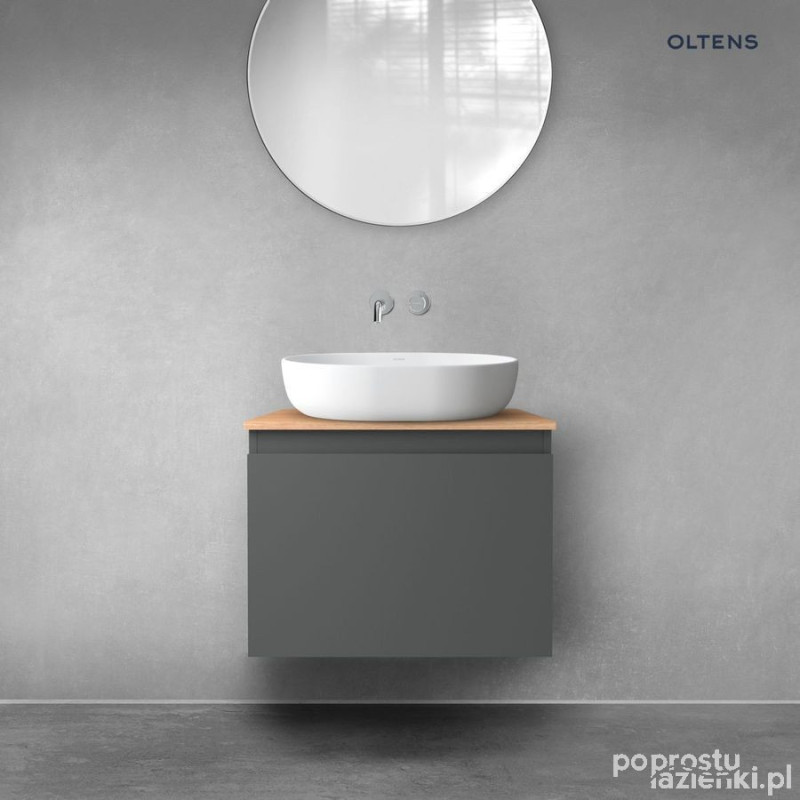 Szafka 60 cm podumywalkowa wisząca z blatem grafit mt/dąb Vernal Oltens (68111400)