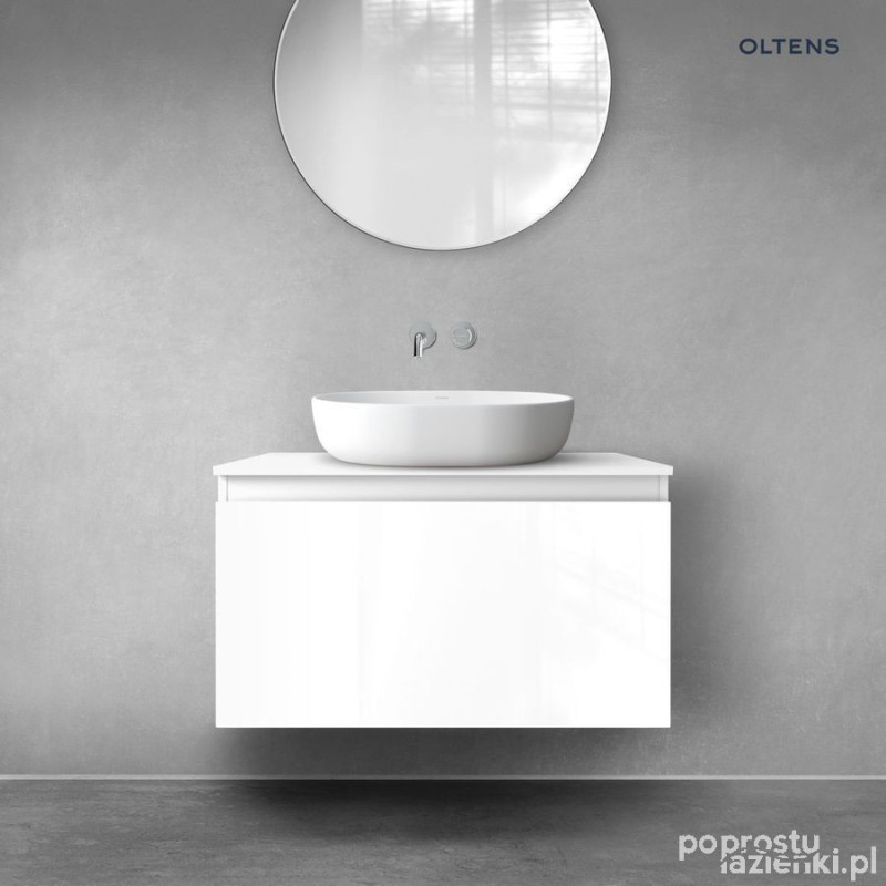 Szafka 80 cm podumywalkowa wisząca z blatem biały połysk Vernal Oltens (68127000)