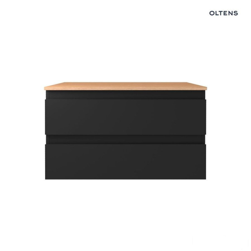 Szafka 80 cm podumywalkowa wisząca z blatem czarny mat/dąb Vernal Oltens (68125300)