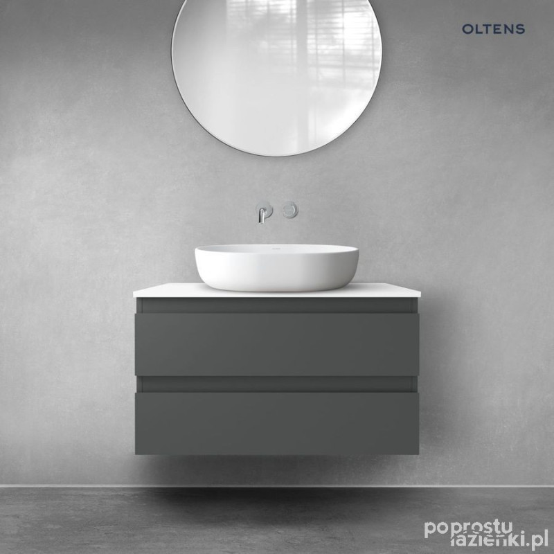 Szafka 80 cm podumywalkowa wisząca z blatem grafit mat/biały połysk Vernal Oltens (68122400)
