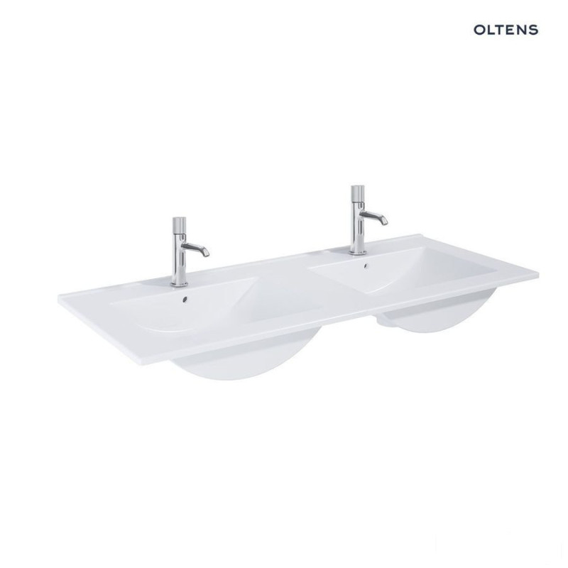Umywalka 120x46 cm meblowa prostokątna podwójna biały połysk Vernal Oltens (41209000)