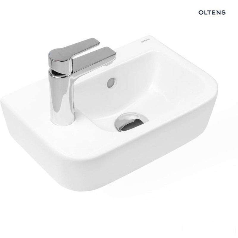 Umywalka 37x24,5 cm wisząca lewa z powłoką SmartClean Vernal Oltens (41504000)