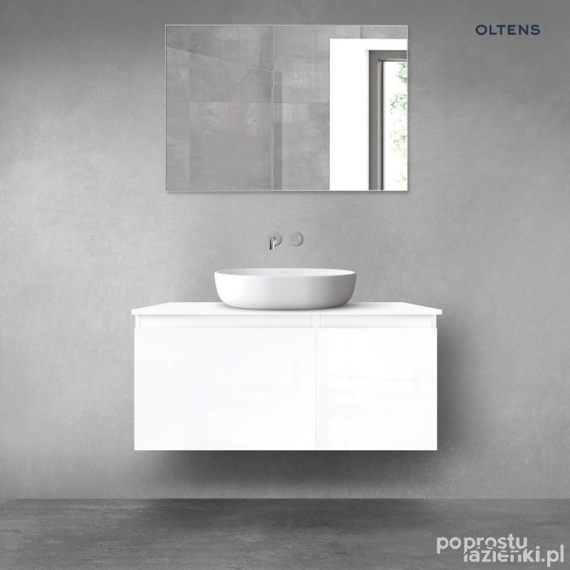 Zestaw mebli łazienkowych 100 cm biały połysk Vernal Oltens (68247000)