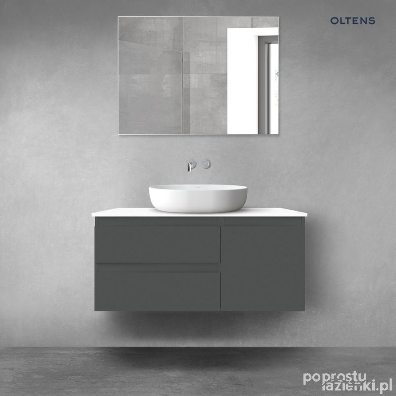 Zestaw mebli łazienkowych 100 cm z blatem grafit mat/biały połysk Vernal Oltens (68204400)