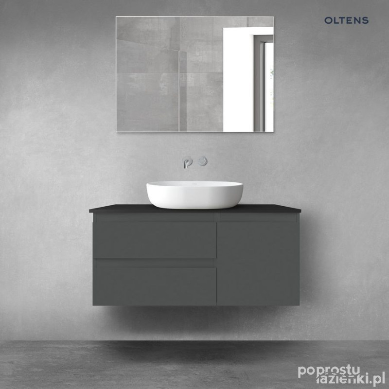 Zestaw mebli łazienkowych 100 cm z blatem grafit mat/czarny mat Vernal Oltens (68206400)