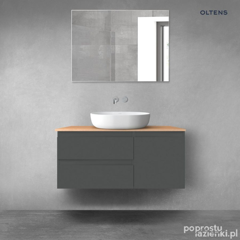 Zestaw mebli łazienkowych 100 cm z blatem grafit mat/dąb Vernal Oltens (68203400)