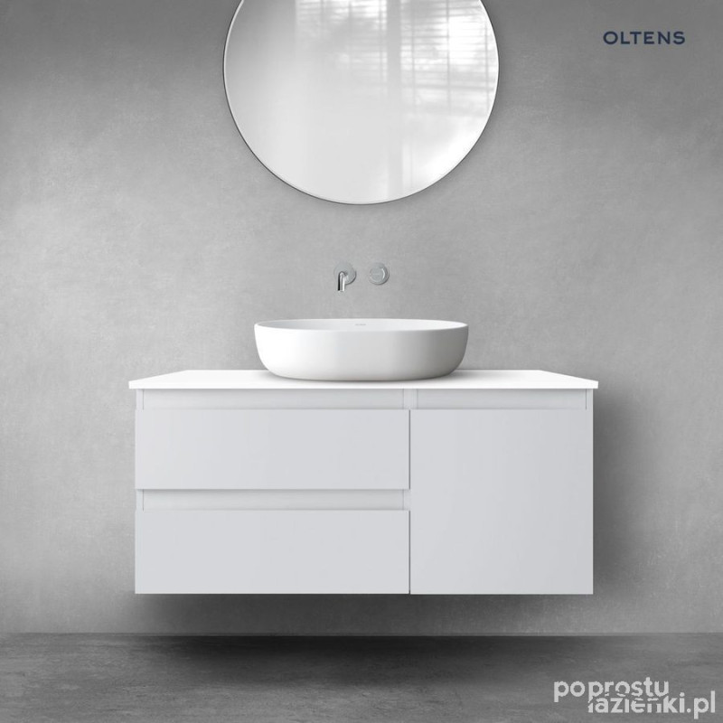 Zestaw mebli łazienkowych 100 cm z blatem szary mat/biały połysk Vernal Oltens (68204700)