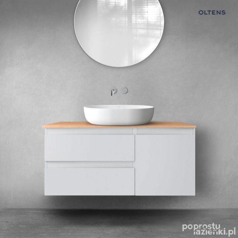 Zestaw mebli łazienkowych 100 cm z blatem szary mat/dąb Vernal Oltens (68202700)