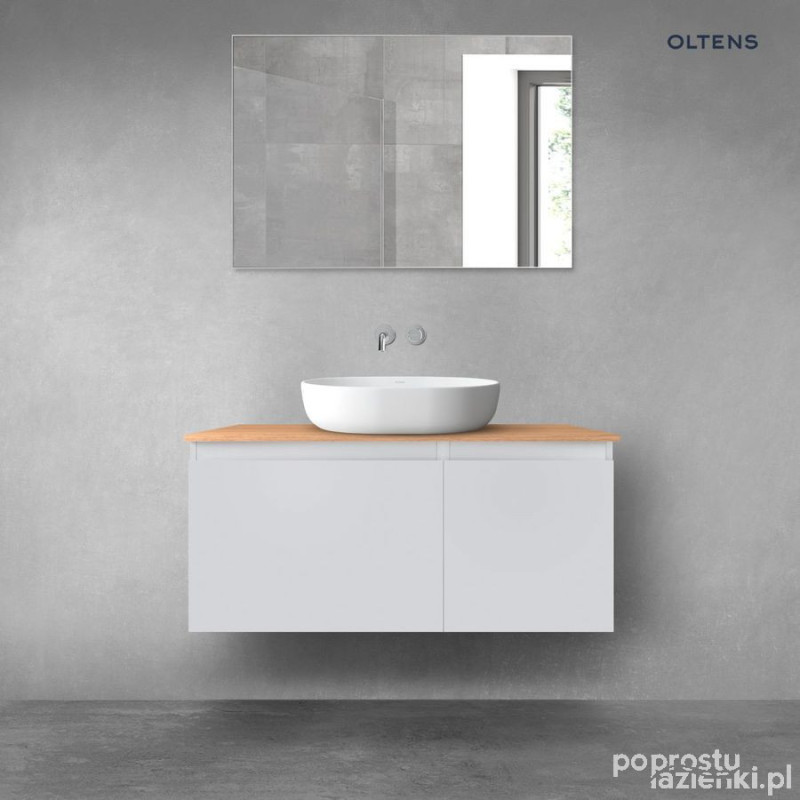 Zestaw mebli łazienkowych 100 cm z blatem szary mat/dąb Vernal Oltens (68251700)