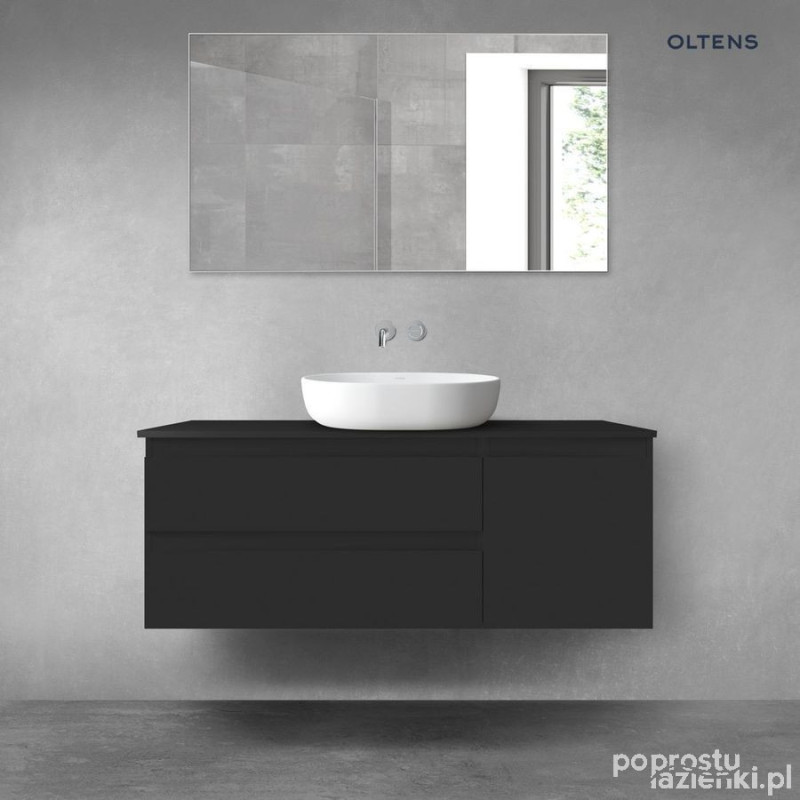 Zestaw mebli łazienkowych 120 cm z blatem czarny mat Vernal Oltens (68209300)
