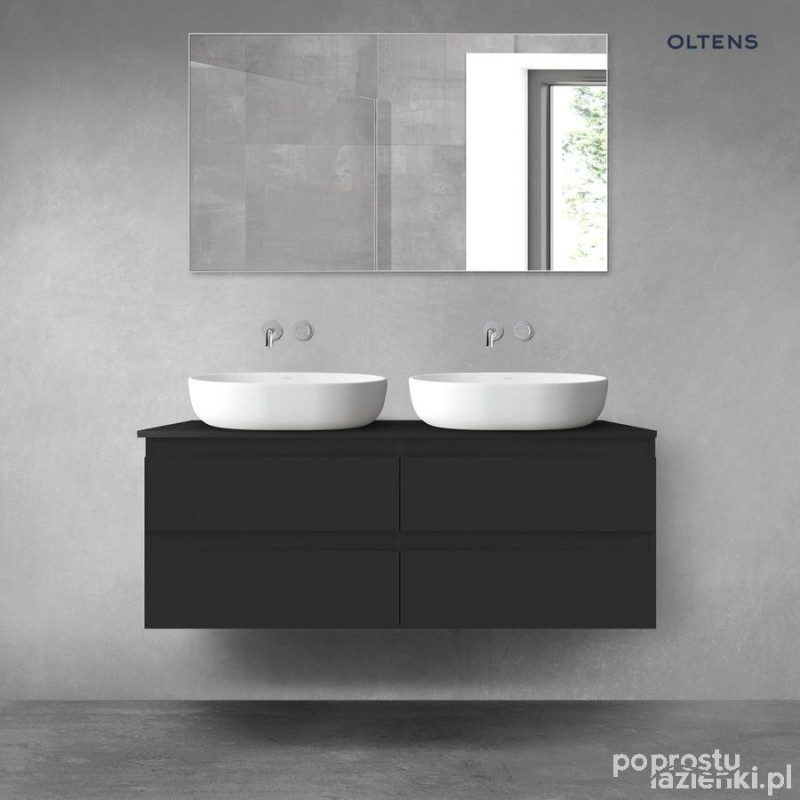 Zestaw mebli łazienkowych 120 cm z blatem czarny mat Vernal Oltens (68214300)
