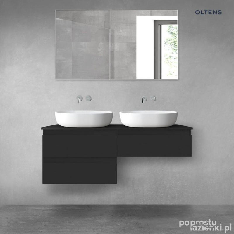 Zestaw mebli łazienkowych 120 cm z blatem czarny mat Vernal Oltens (68234300)