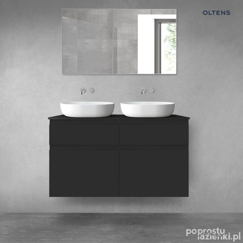 Zestaw mebli łazienkowych 120 cm z blatem czarny mat Vernal Oltens (68300300)