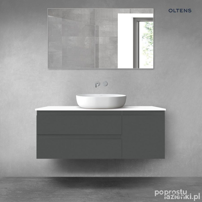 Zestaw mebli łazienkowych 120 cm z blatem grafit mat/biały połysk Vernal Oltens (68212400)
