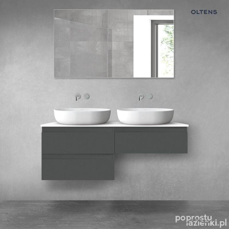 Zestaw mebli łazienkowych 120 cm z blatem grafit mat/biały połysk Vernal Oltens (68236400)