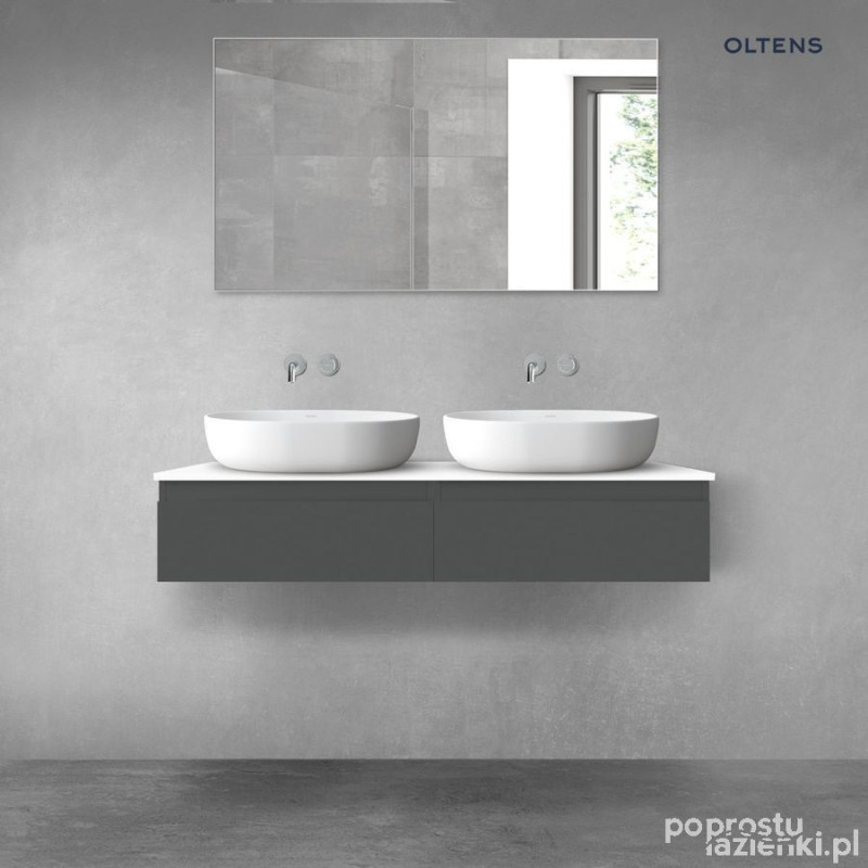 Zestaw mebli łazienkowych 120 cm z blatem grafit mat/biały połysk Vernal Oltens (68240400)
