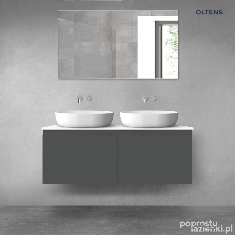 Zestaw mebli łazienkowych 120 cm z blatem grafit mat/biały połysk Vernal Oltens (68245400)