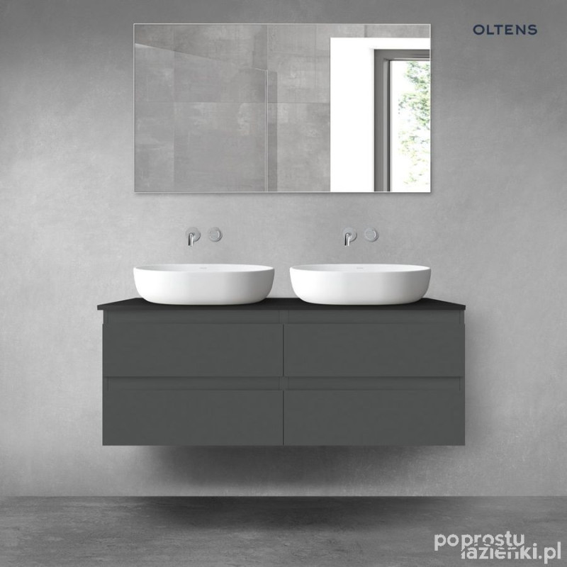 Zestaw mebli łazienkowych 120 cm z blatem grafit mat/czarny mat Vernal Oltens (68217400)