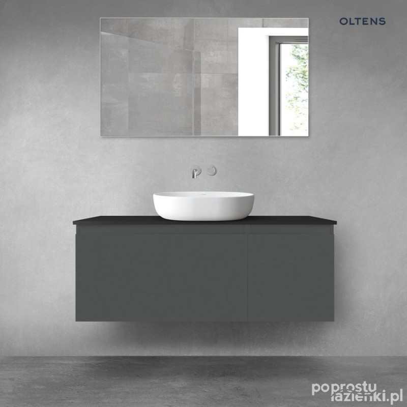 Zestaw mebli łazienkowych 120 cm z blatem grafit mat/czarny mat Vernal Oltens (68256400)