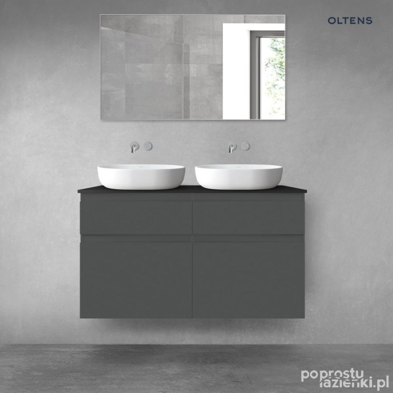 Zestaw mebli łazienkowych 120 cm z blatem grafit mat/czarny mat Vernal Oltens (68303400)