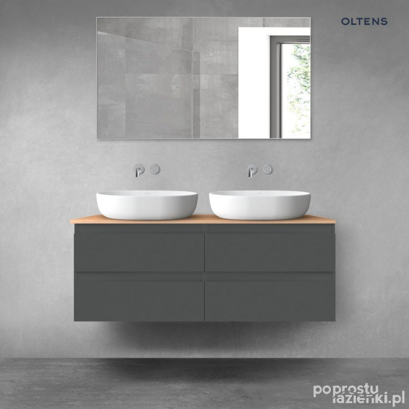 Zestaw mebli łazienkowych 120 cm z blatem grafit mat/dąb Vernal Oltens (68215400)