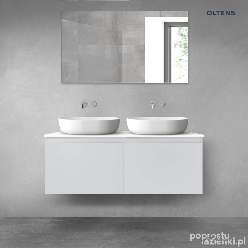 Zestaw mebli łazienkowych 120 cm z blatem szary mat/biały połysk Vernal Oltens (68245700)
