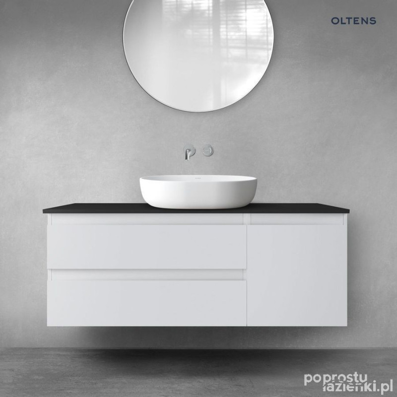 Zestaw mebli łazienkowych 120 cm z blatem szary mat/czarny mat Vernal Oltens (68213700)
