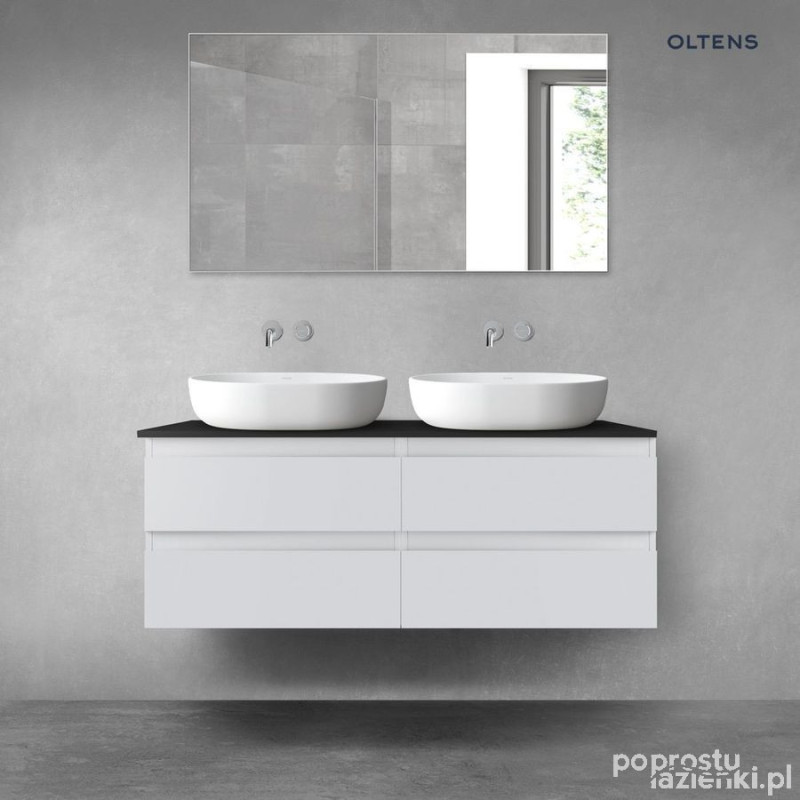 Zestaw mebli łazienkowych 120 cm z blatem szary mat/czarny mat Vernal Oltens (68217700)