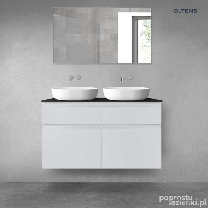Zestaw mebli łazienkowych 120 cm z blatem szary mat/czarny mat Vernal Oltens (68303700)