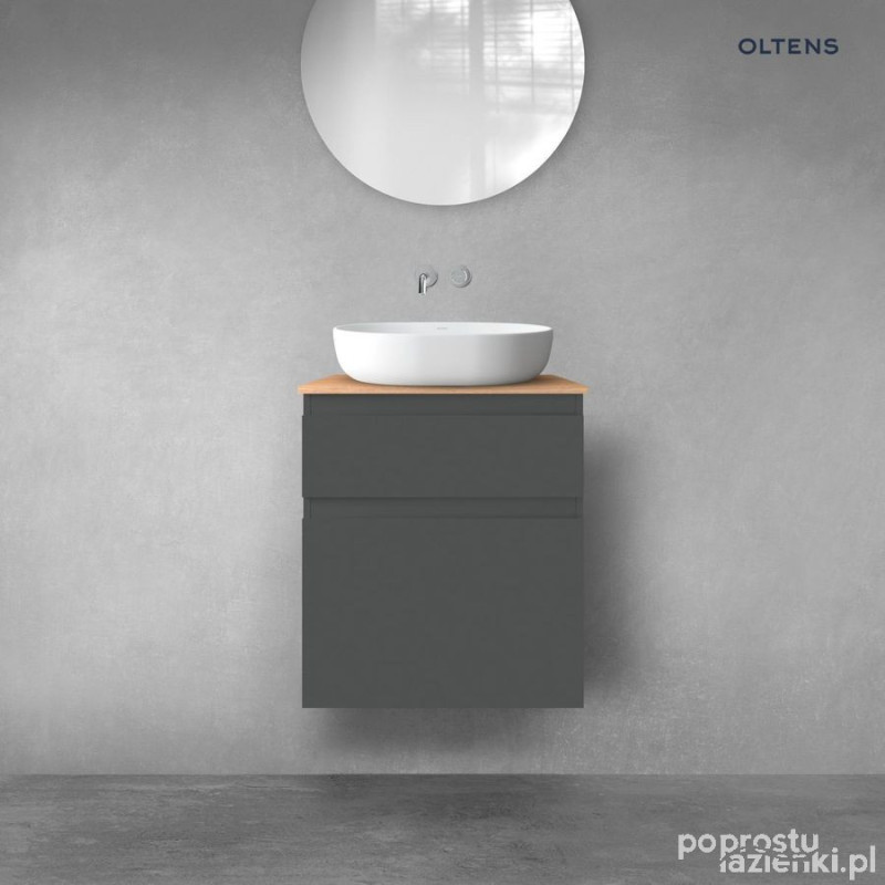 Zestaw mebli łazienkowych 60 cm z blatem grafit mat/dąb Vernal Oltens (68222400)