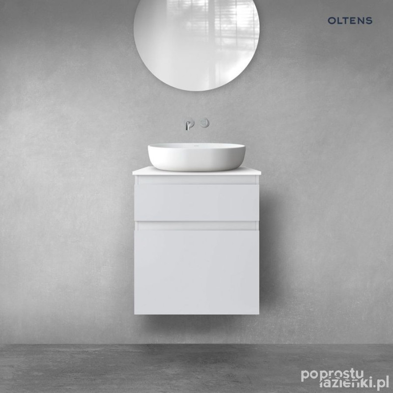 Zestaw mebli łazienkowych 60 cm z blatem szary mat/biały połysk Vernal Oltens (68226700)