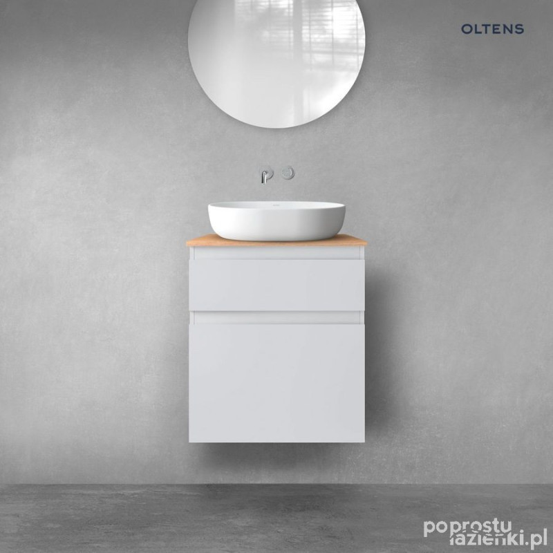 Zestaw mebli łazienkowych 60 cm z blatem szary mat/dąb Vernal Oltens (68222700)