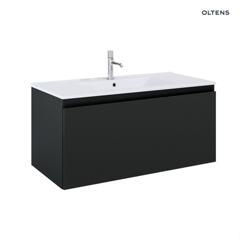 Zestaw umywalka z szafką 100 cm biały/czarny mat Vernal Oltens (68016300)