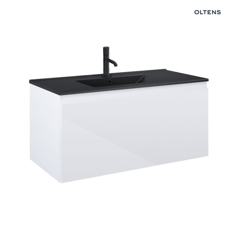 Zestaw umywalka z szafką 100 cm czarny mat/biały połysk Vernal Oltens (68017000)