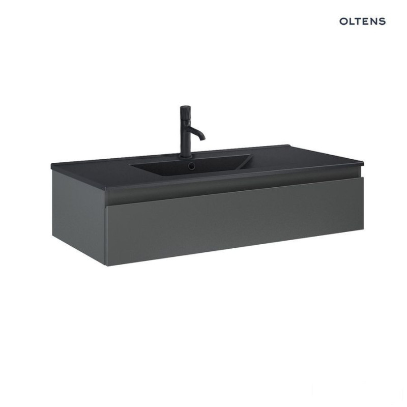 Zestaw umywalka z szafką 100 cm czarny mat/grafit mat Vernal Oltens (68009400)